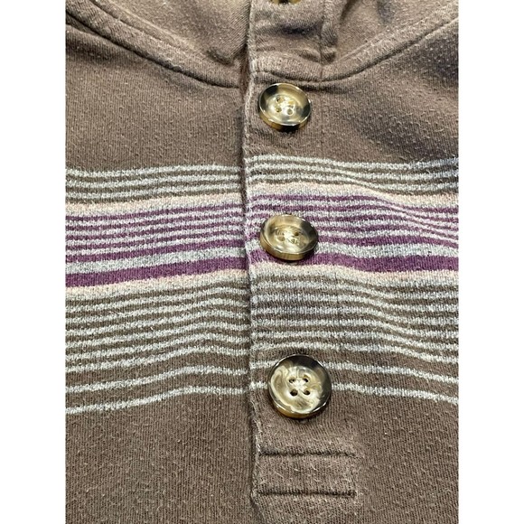 Banana Republic Half Button Pullover Sweater Size L Brown Stripe Turtleneck - Picture 10 of 10